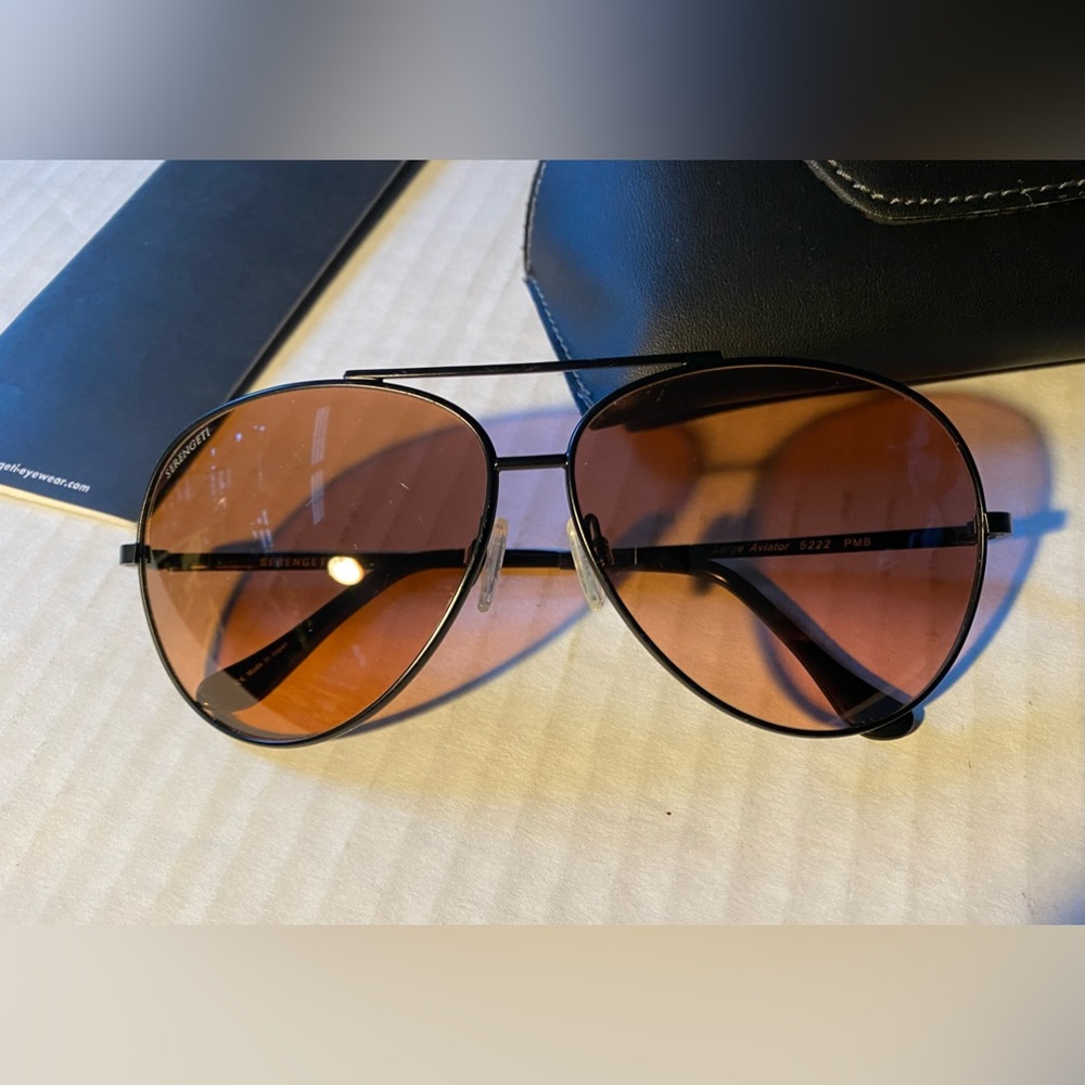 VTG SERENGETI Large Aviator 5222 PMB Rose Crystal Tone Sunglasses - Picture 2 of 16